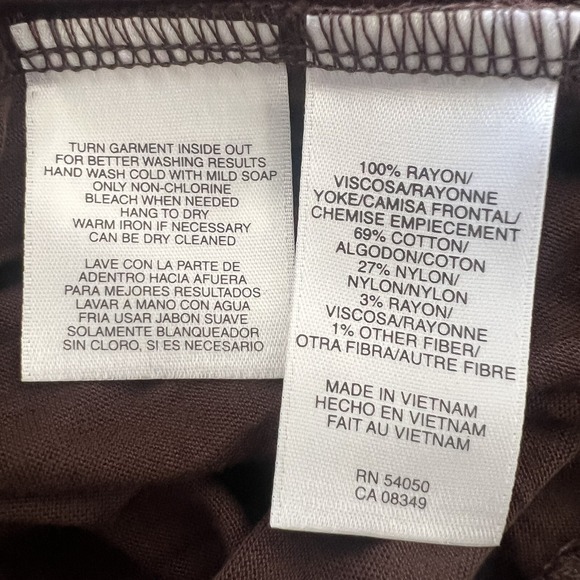 Women Blouse Tops XL V Neck Lightweight Brown Blouse Jones New York Sport - Picture 8 of 11